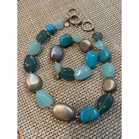 Jones New York Jewelry - JONES of NEW YORK, JNY, Necklace & Bracelet Set, Gold Tone Chain & Stones